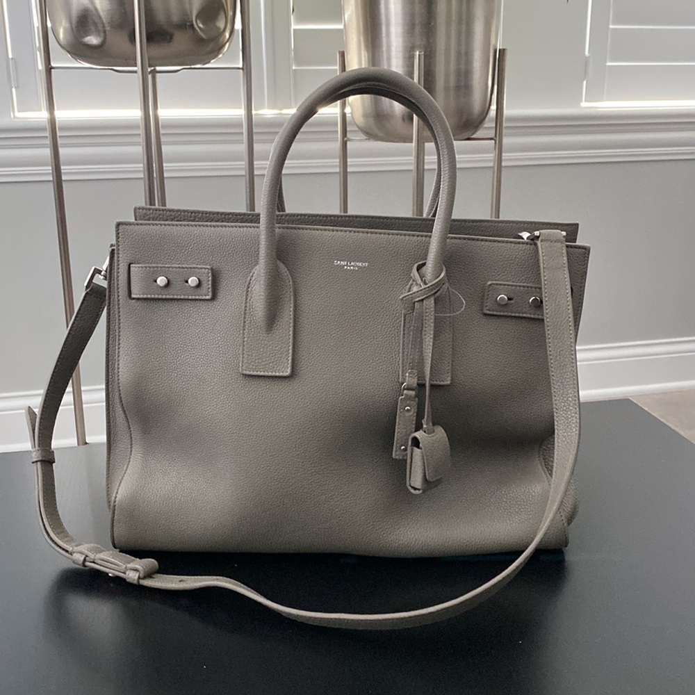 SAINT LAURENT Med Sac de Jour Grained Leather Tot - Picture 4 of 11